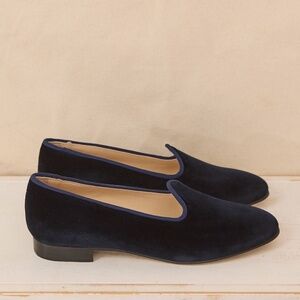 Vibi Venezia Velvet Leather Loafer navy